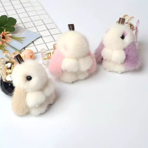 1Pc Faux Fur Rabbit Keychain Pendant Fluffy 8cm