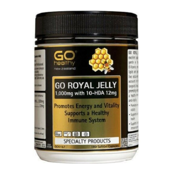 Go Healthy NEW ZEALAND Royal Jelly 1000mg wth 10-HDA 12mg 180 Capsules