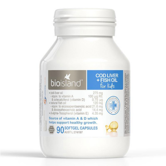 Bio Island Cod Liver + Fish Oil Kids 90 Capsules