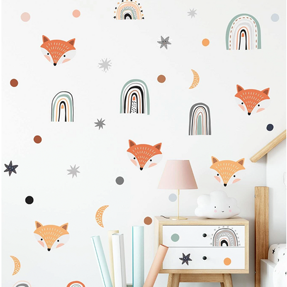 1pc Cartoon Fox Pattern Wall Sticker Kid Room Decor