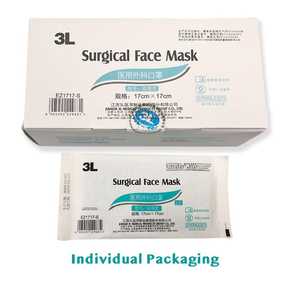 20 Pack Disposable Surgical level Face Masks ear-loops 3-ply